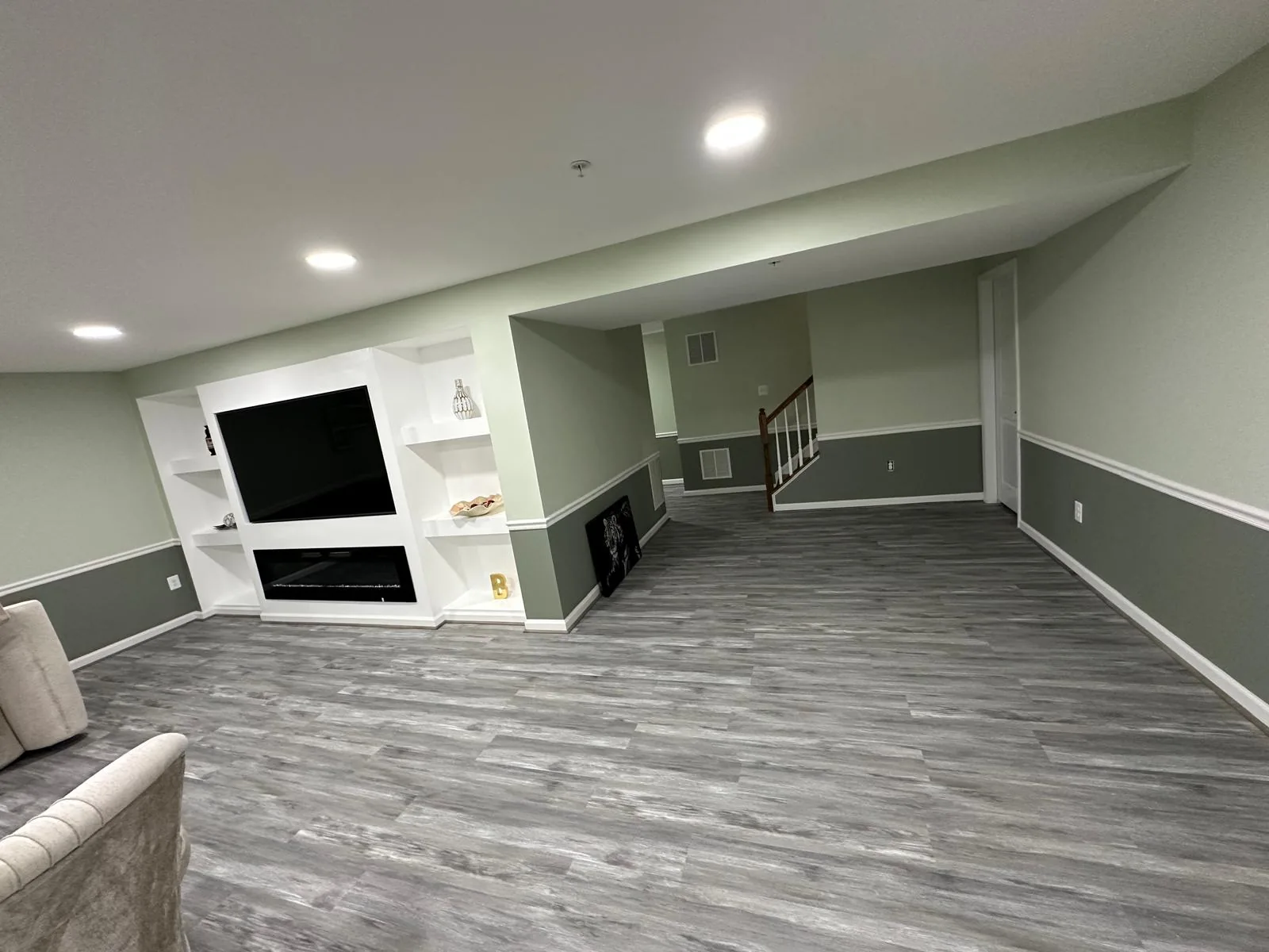 Basement media wall and flooring project